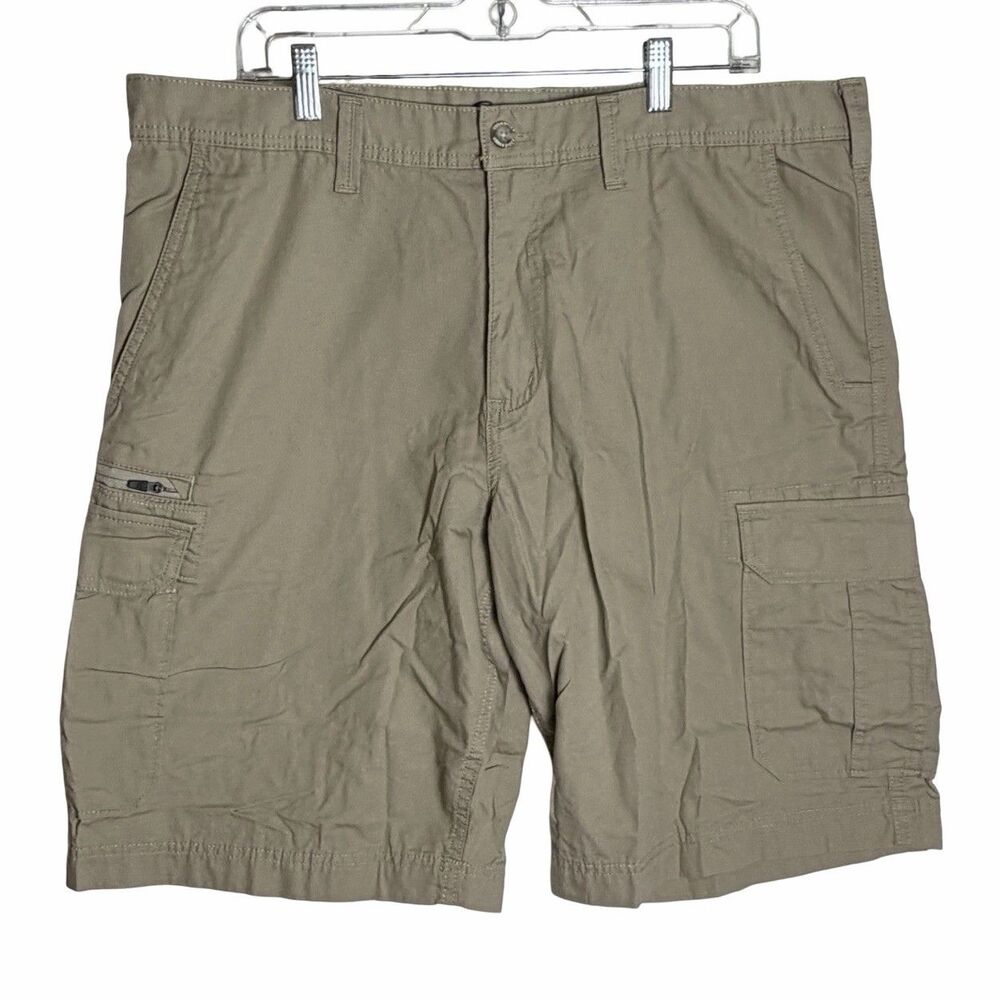 Eddie Bauer Versatrek Cargo Shorts Mens 38 Tan Khaki 10" Inseam 100% Cotton New
